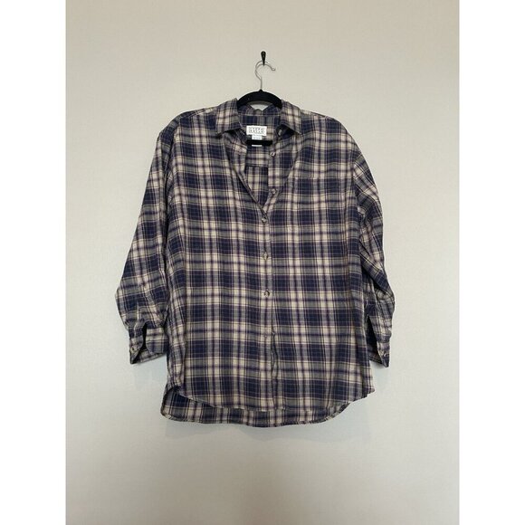 Vintage Tops - 100% Cotton Vintage Y2K Plaid Fall Flannel Button Down Shirt Purple Blue Top M